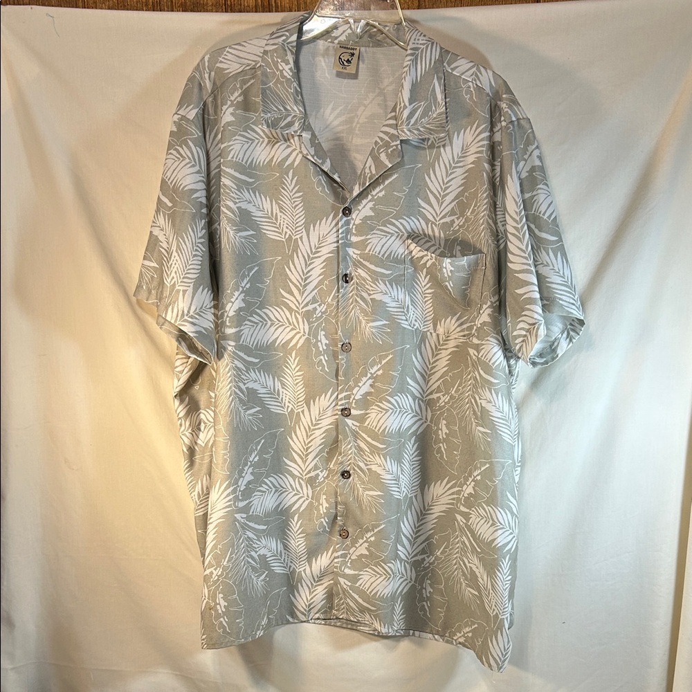Hardaddy Men’s Light Gray Leaf Print Shirt